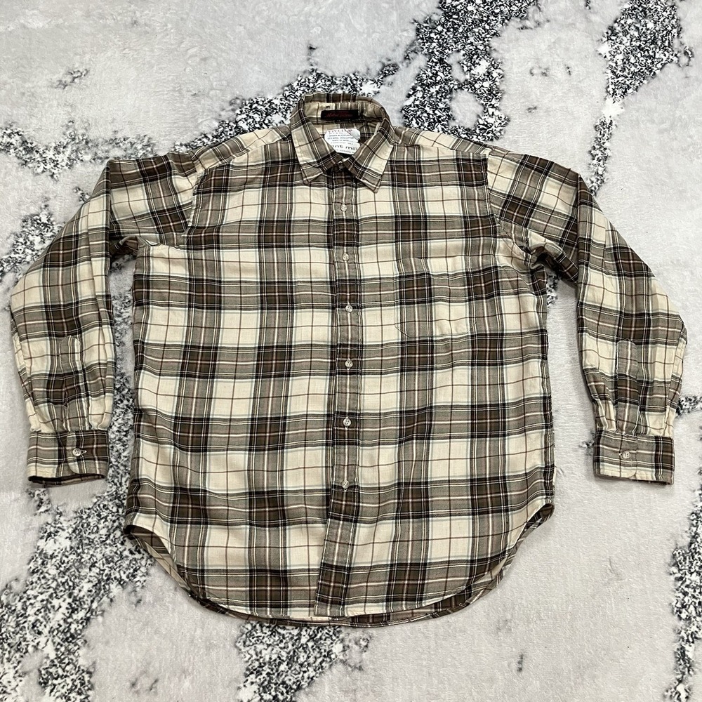 Viyella Wool Blend Plaid Shirt Mens L Kent Mill Scotland Button Front Vintage